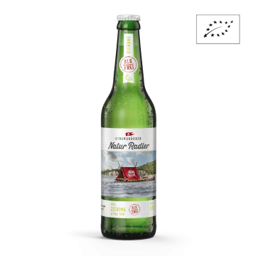 Eine Strandräuber Natur Radler Flasche Bio Zitrone alkoholfrei 0,5l.