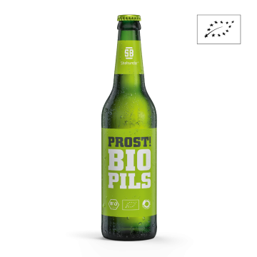 Eine Flasche Stralsunder Bio Pils 0,5l.