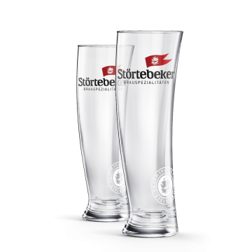 2 Segelgläser 0,3l mit dem Störtebeker Logo in einer Geschenkverpackung.