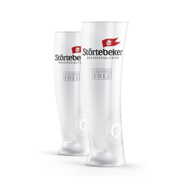2 Segelgläser 0,5l in geeister Optik mit dem Störtebeker Logo und der Aufschrift Alkoholfrei in einer Geschenkverpackung